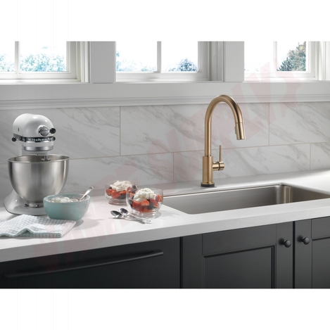 Photo 5 of 9159T-CZ-DST : Delta Trinsic Single Handle Pull-Down Kitchen Faucet with Touch2O Technology, Champagne Bronze
