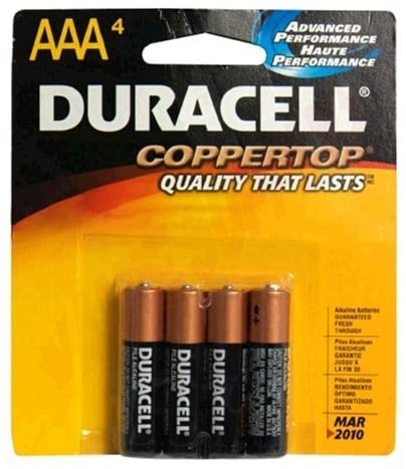 Photo 1 of MN2400B4Z : Duracell AAA Coppertop Alkaline Battery, 4/Pack