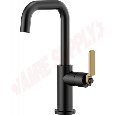 Photo 1 of 61054LF-BLGL : Brizo LITZE Bar Faucet with Square Spout and Industrial Handle, Matte Black/Luxe Gold