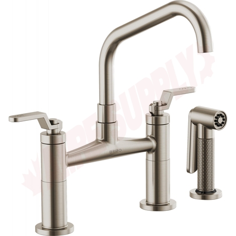 Photo 1 of 62564LF-SS : Brizo LITZE Bridge Faucet with Angled Spout and Industrial Handle, Stainless Steel