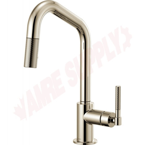 Photo 1 of 63063LF-PN : Brizo LITZE Pull-Down Faucet with Angled Spout and Knurled Handle, Polished Nickel