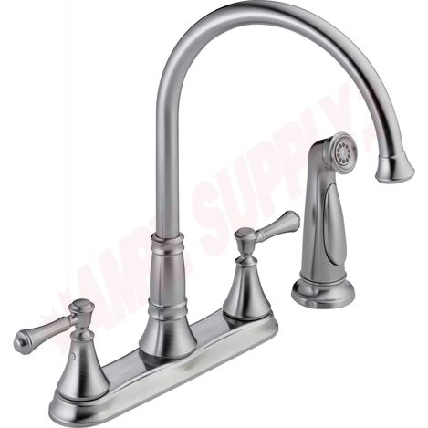 Photo 1 of 2497LF-AR : Delta CASSIDY Two Handle Kitchen Faucet with Spray, Arctic Stainless