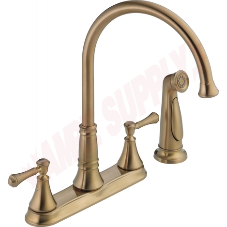 Photo 1 of 2497LF-CZ : Delta CASSIDY Two Handle Kitchen Faucet with Spray, Champagne Bronze