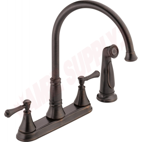 Photo 1 of 2497LF-RB : Delta CASSIDY Two Handle Kitchen Faucet with Spray, Venetian Bronze