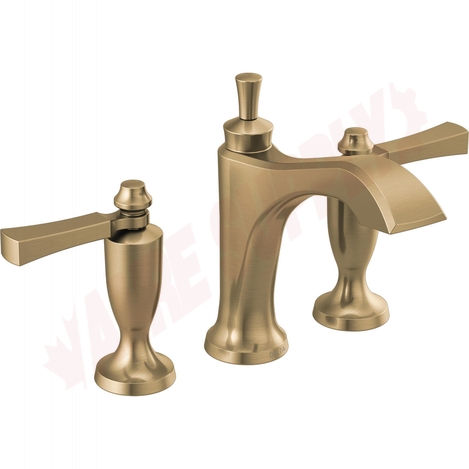 Photo 1 of 3556-CZMPU-DST : Delta DORVAL Two Handle Widespread Bathroom Faucet, Champagne Bronze