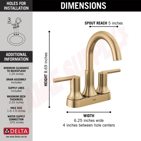 Photo 4 of 2559-CZMPU-DST : Delta TRINSIC Two Handle Centerset Faucet, Champagne Bronze
