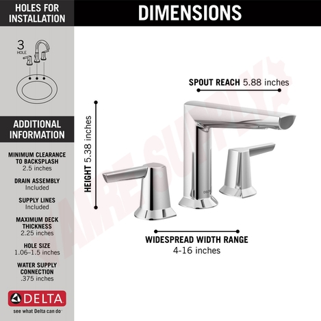 Photo 2 of 3571-PR-MPU-DST : Delta GALEON Two Handle Widespread Bathroom Faucet, Chrome