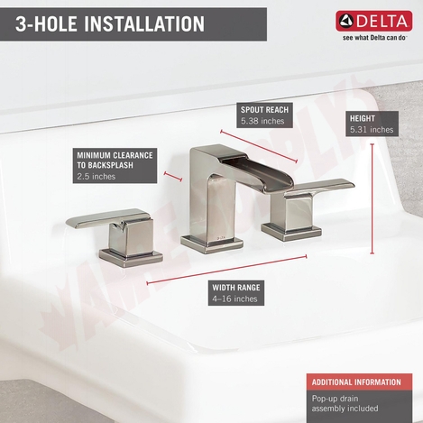 Photo 5 of 3568LF-MPU : Delta ARA Two Handle Widespread Lavatory Faucet with Channel Spout, Chrome