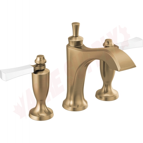 Photo 1 of 3556-GSMPU-DST : Delta DORVAL Two Handle Widespread Bathroom Faucet, Champagne Bronze/Porcelain