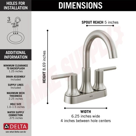 Photo 4 of 2559-SSMPU-DST : Delta TRINSIC Two Handle Centerset Faucet, Stainless Steel