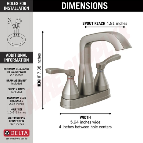 Photo 4 of 25776-SSMPU-DST : Delta STRYKE Centerset Faucet, Stainless Steel