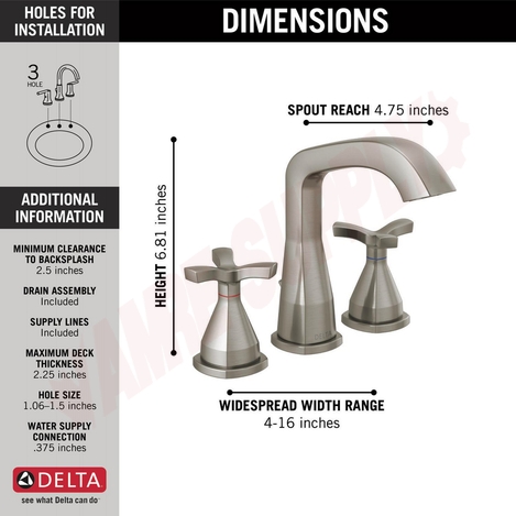 Photo 4 of 357766-SSMPU-DST : Delta STRYKE Widespread Faucet, Stainless Steel