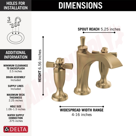 Photo 2 of 3557-CZMPU-DST : Delta DORVAL Two Handle Widespread Bathroom Faucet, Champagne Bronze