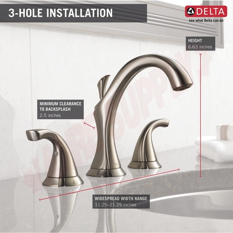Photo 5 of 3592LF-SS : Delta ADDISON Two Handle Widespread Lavatory Faucet, Stainless Steel