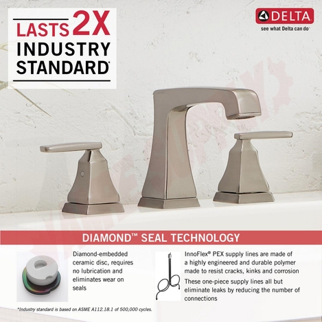 Photo 5 of 3564-SSMPU-DST : Delta ASHLYN Two Handle Widespread Lavatory Faucet, Stainless Steel