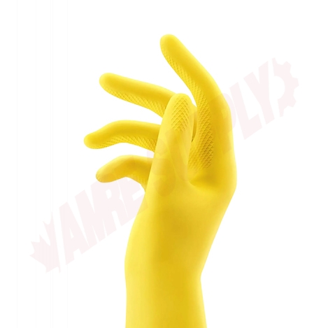 Photo 2 of 7772 : Globe Yellow Flocklined Rubber Gloves - X-Large