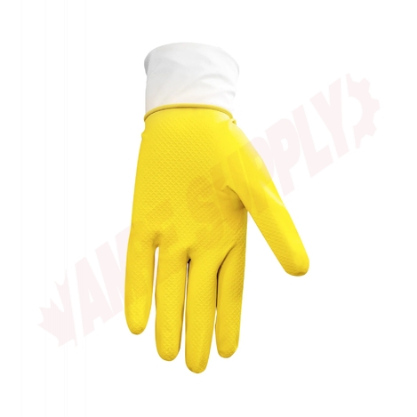 Photo 3 of 7772 : Globe Yellow Flocklined Rubber Gloves - X-Large