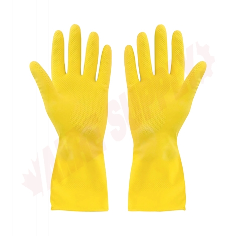 Photo 1 of 7770 : Yellow Flocklined Rubber Gloves - Medium