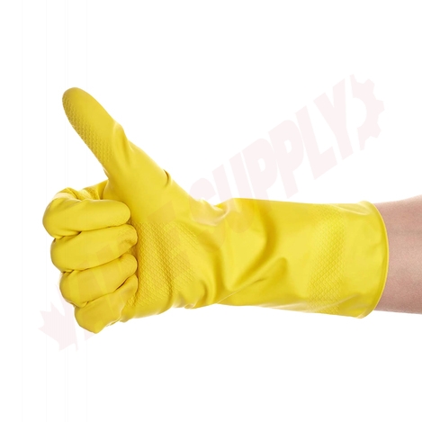 Photo 4 of 7770 : Yellow Flocklined Rubber Gloves - Medium