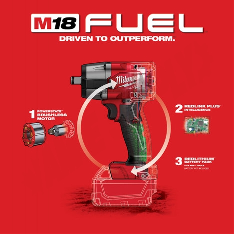 Photo 12 of 2962-20 : Milwaukee M18 FUEL™ 1/2 Mid-Torque Impact Wrench w/ Friction Ring Bare Tool