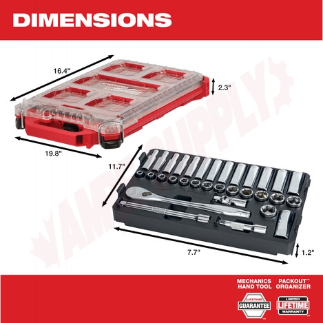 Photo 3 of 48-22-9482 : Milwaukee 32pc 3/8 Metric Ratchet and Socket Set with PACKOUT™ Low-Profile Compact Organizer