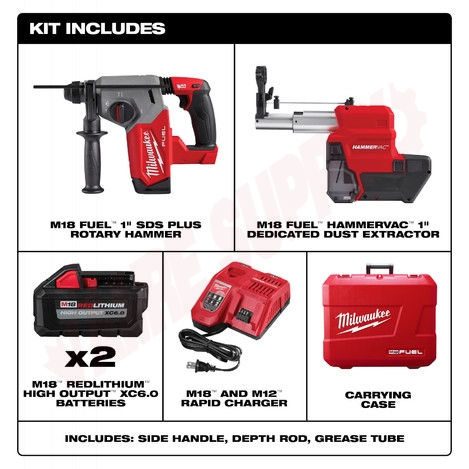 Photo 6 of 2912-22DE : Milwaukee M18 FUEL™ 1” SDS Plus Rotary Hammer w/ Dust Extractor Kit