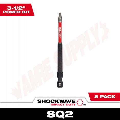 Photo 3 of 48-32-4574 : Milwaukee SHOCKWAVE™ 3-1/2 Impact Square Recess #2 Power Bits 5/Pack
