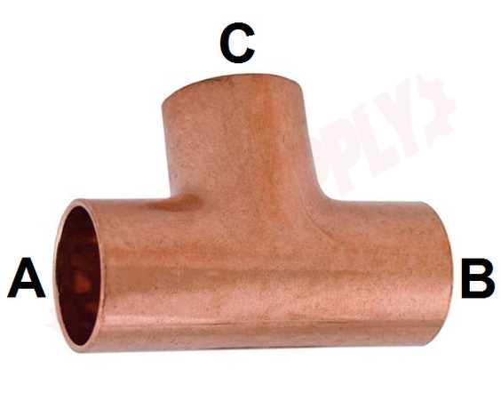 Photo 2 of COFTQX1 : Bow 1/2 x 1/2 x 3/4 Copper C x C x C Reducing Tee