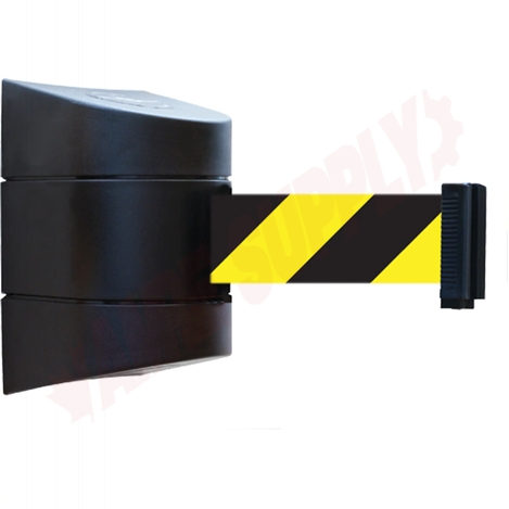 Photo 1 of SEI733 : Tensator Tensabarrier Wall Mounted Safety Barrier, 15', Black and Yellow Tape