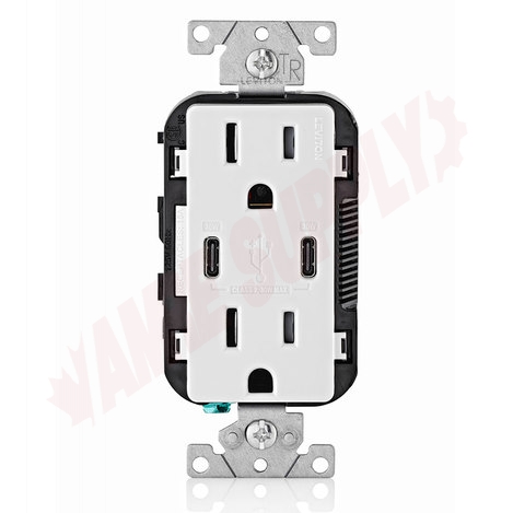 Photo 1 of T5635-W : Leviton Tamper-Resistant Wall Receptacle, USB-C, 15A, 125V, White