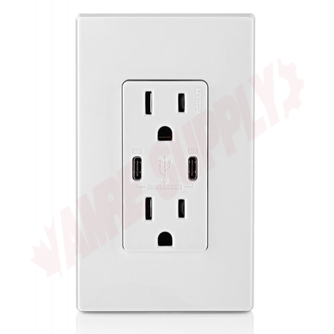Photo 3 of T5635-W : Leviton Tamper-Resistant Wall Receptacle, USB-C, 15A, 125V, White