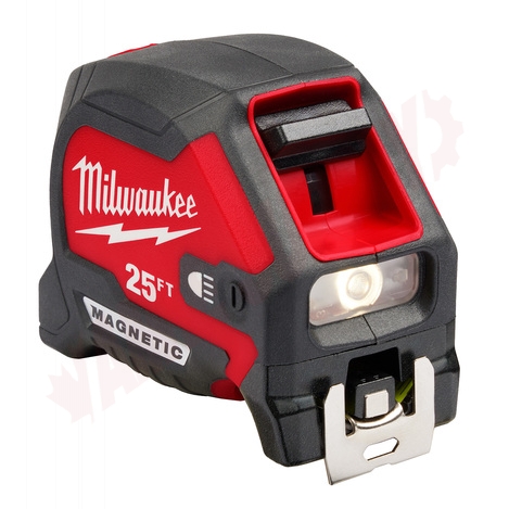 Photo 2 of 48-22-0428 : Milwaukee 25ft Compact Wide Blade Magnetic Tape Measure w/ Rechargeable 100L Light