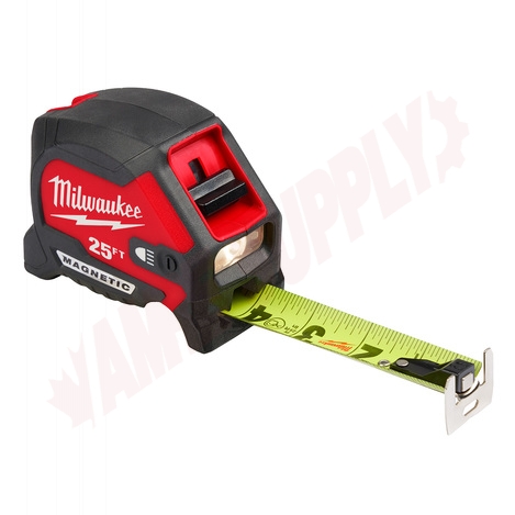Photo 3 of 48-22-0428 : Milwaukee 25ft Compact Wide Blade Magnetic Tape Measure w/ Rechargeable 100L Light