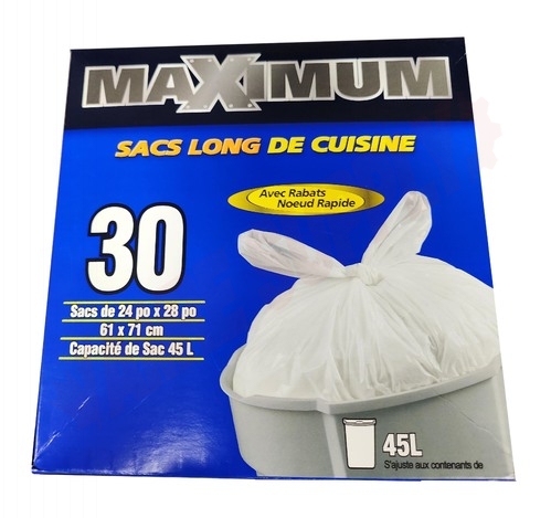 Photo 1 of 40242M : Maximum White Garbage Bags, Large Kitchen 22 x 24, 30/Case