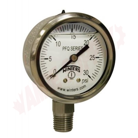 Photo 1 of PFQ2250R1 : Winters PFQ Stainless Steel Liquid-Filled Pressure Gauge, 2 Dial, 1/4 NPT, 0-30 PSI