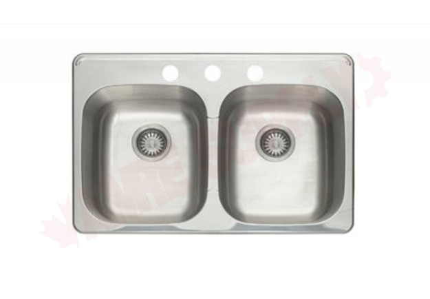 Photo 1 of PFT312183 : Proflo Stainless Steel Double Bowl, 3 Hole, Drop-in Sink