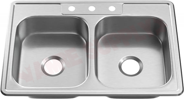 Photo 1 of PFSR332273A : Proflo 33 Double Bowl Drop-in Kitchen Sink, 3 Hole, Stainless Steel