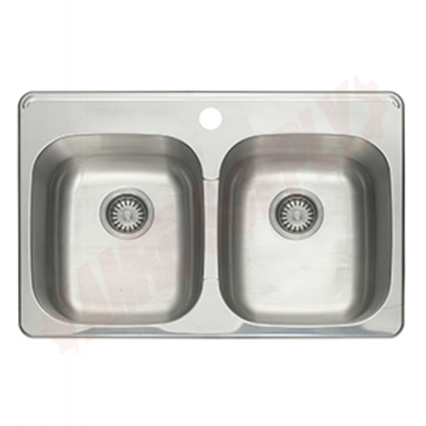 Photo 1 of PFT312181 : Proflo Double Bowl Drop-in Kitchen Sink, 1 Hole, Stainless Steel