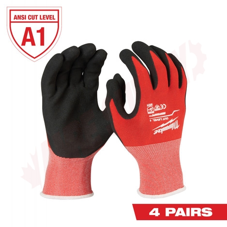 Photo 1 of 48-22-8916 : Milwaukee Cut Level 1 Nitrile Dipped Gloves, Large, 4/Pack