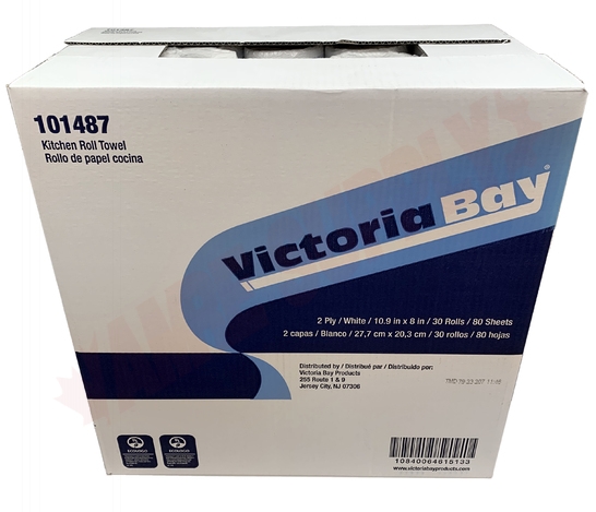 Photo 2 of 0101487 : Victoria Bay Household Paper Towel, 2 Ply, 80 Sheets/Roll, 30 Rolls/Case