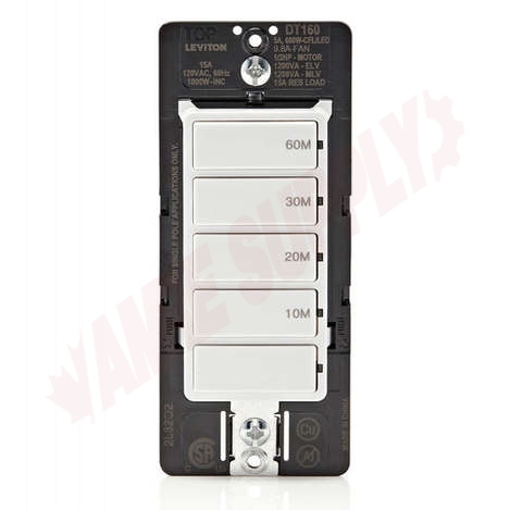 Photo 1 of DT160-1LW : Leviton Electronic Countdown Timer Switch, Off, 10, 20, 30, & 60 Minute Settings