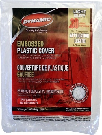 Photo 1 of 00380 : Dynamic Flat Packed Embossed Plastic Drop Cloth, 9' x 12', Clear