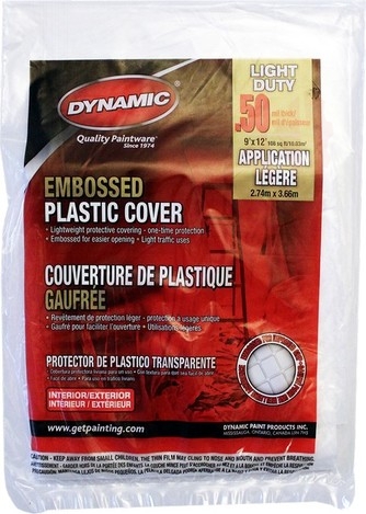 Photo 1 of 00381 : Dynamic Flat Packed Embossed Plastic Drop Cloth, 9' x 12', Clear