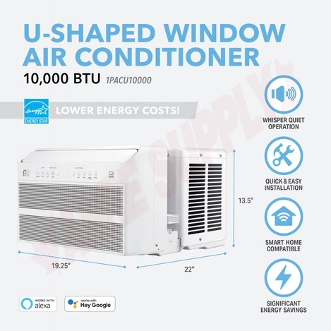 Photo 7 of 1PACU10000 : Perfect Aire 10,000 BTU U-Shaped Window Air Conditioner, 115V, 450 sq.ft, R32