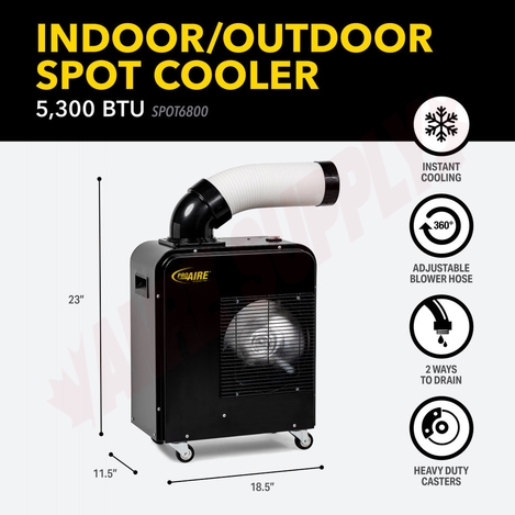 Photo 5 of SPOT6800 : Perfect Aire 5,300 BTU Portable Spot Cooler, 115V, Indoor/Outdoor, R410A