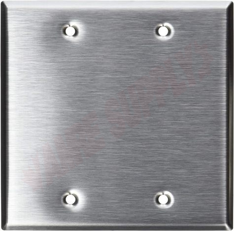 Photo 1 of 84025 : Leviton Blank Wall Plate, 2 Gang, Stainless Steel