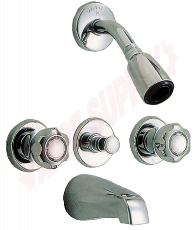 Photo 1 of 14F115 : Waltec Tub & Shower Faucet Trim, Compression, Crown Handle, Chrome