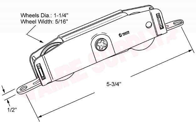 Photo 2 of 4-120 : AGP Truth Hardware Tandem Sliding Glass Door Roller, 1-1/4 Roller