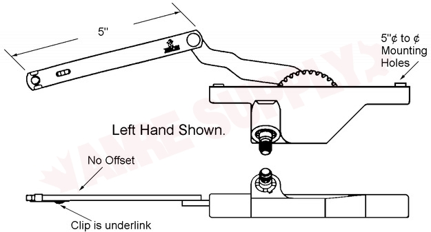 Photo 3 of 6-1392LW : AGP Truth Dyad Split Arm Casement Window Operator, White, Left Hand