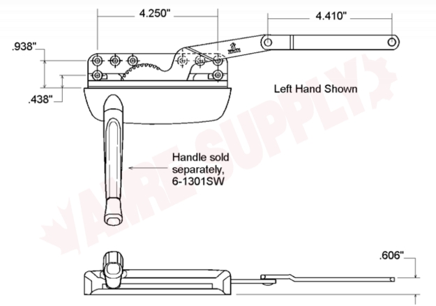 Photo 3 of 6-1452LW : AGP Truth Maxim & Dyad Split Arm Casement Window Operator, White, Left Hand